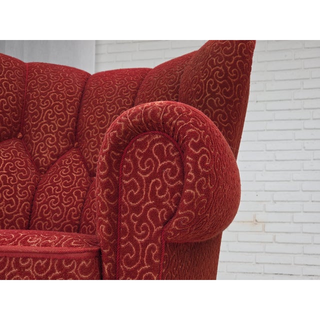 Danish Armchair in Red Wool with Oak Legs, 1950s For Sale - Image 4 of 18