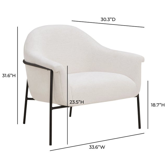 Cream Lua Cream Chenille Accent Chair For Sale - Image 8 of 9