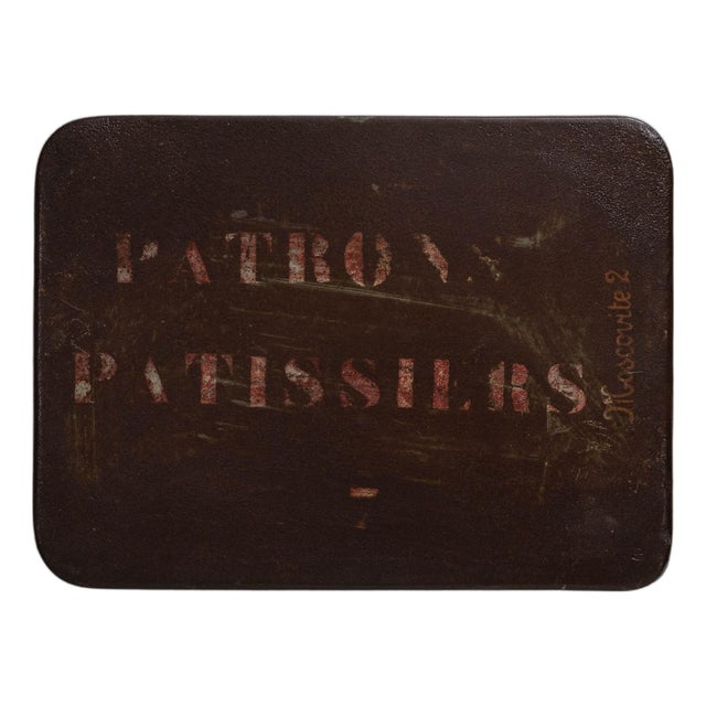 1920s French Patron Pâtissiers Metal Bakery Sign For Sale