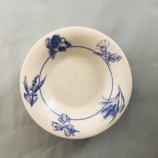 Shabby Chic Vintage Arcopal France Blue & White Crackle Design Dinner Bowls S/6 For Sale - Image 3 of 6
