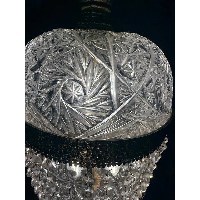 Vintage Hollywood Regency Crystal Glass Pineapple Swag Lamp, 21" For Sale In Buffalo - Image 6 of 9