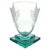 Glass Circa 1990 Robert Guenther Signed Aqua Etched and Frosted Art Glass Leaf Vase For Sale - Image 7 of 12