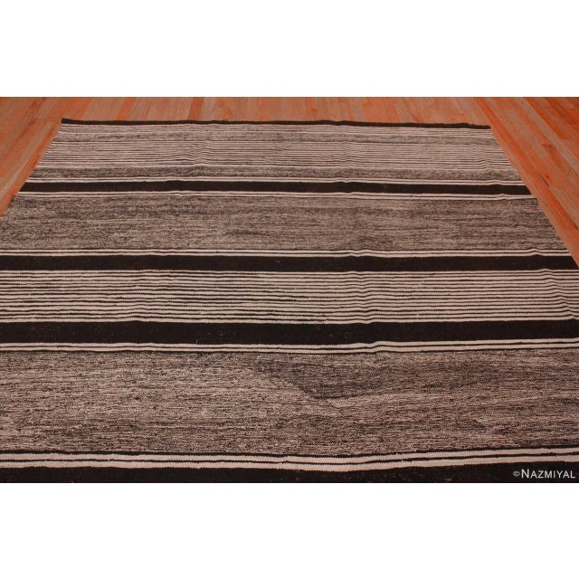 2020s Nazmiyal Collection Grey Black Modern Flatweave Square Shape Area Kilim Rug For Sale - Image 5 of 6