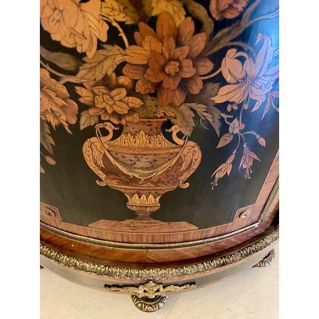 Wood Antique Louis XVI French Marquetry Corner Cabinet with Marble Top, 1860s For Sale - Image 7 of 11