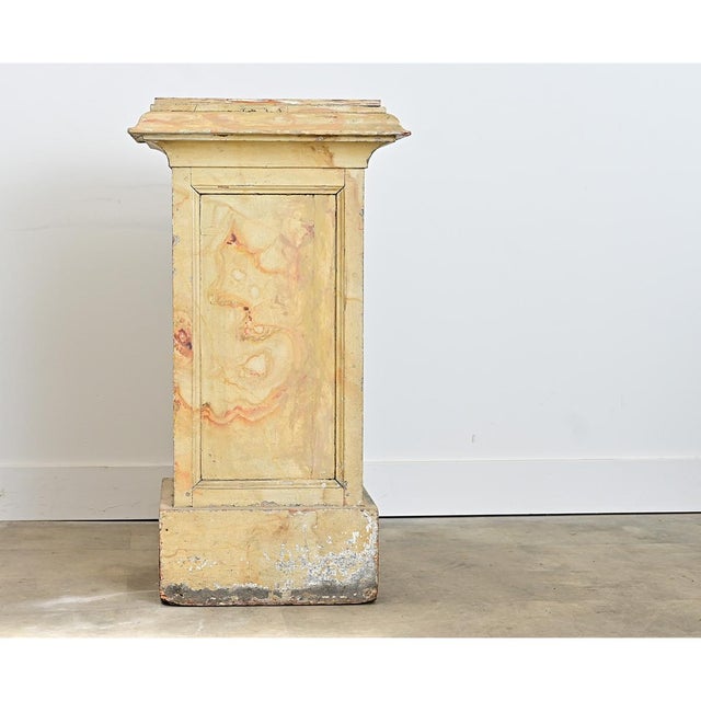 French French 19th Century Faux Marble Painted Pedestal For Sale - Image 3 of 15