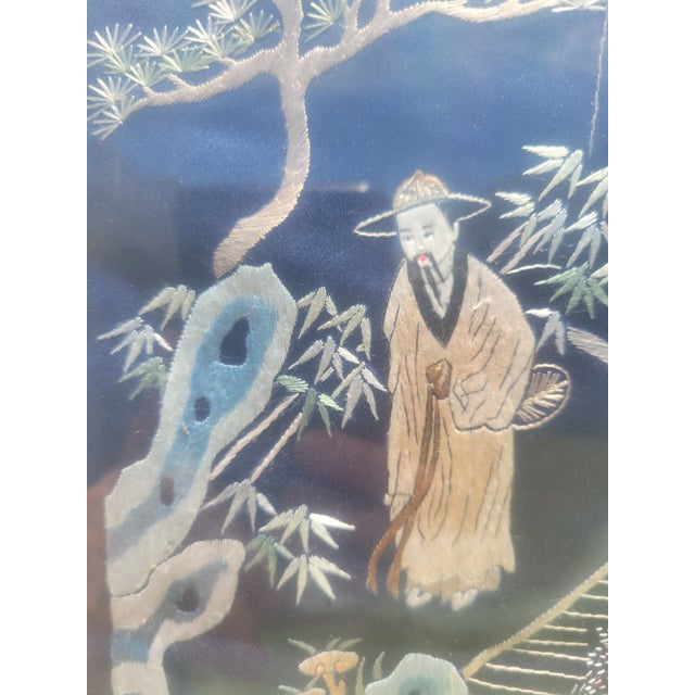 Vintage Asian Framed Embroidery For Sale - Image 4 of 13