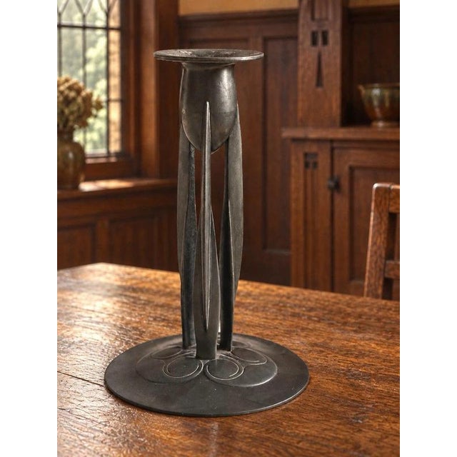 Tudric Pewter Pattern 0223 Candlestick by Archibald Knox for Liberty & Co., 1902 For Sale - Image 4 of 7