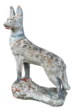 Concrete Stone Shepard Garden Dog Ornament Sculpture, 1950s