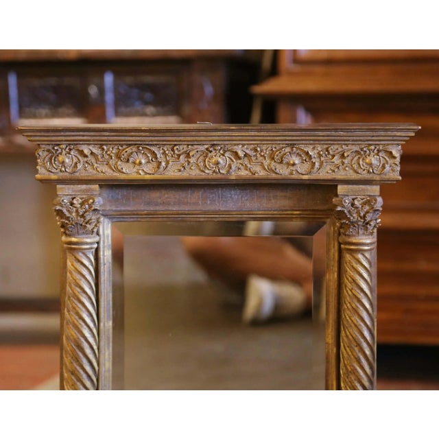 Baroque Vintage Italian Baroque Carved Giltwood Wall Mirror For Sale - Image 3 of 7