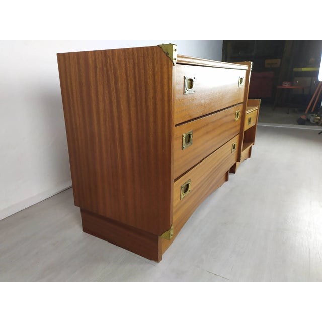 Brown Vintage Chest of Drawers and Bedside Table from Gautier, Set of 2 For Sale - Image 8 of 18