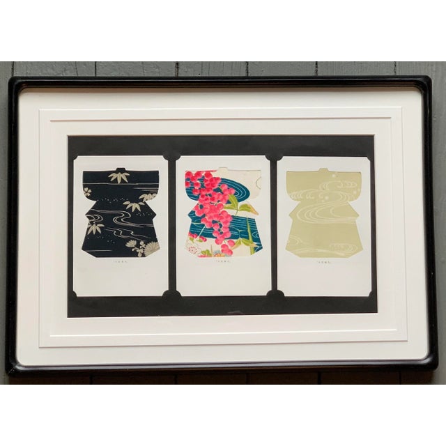 1960s Vintage Asian Gallery Wall Collection, Set of 2 Framed Obee Fabric For Sale - Image 5 of 5