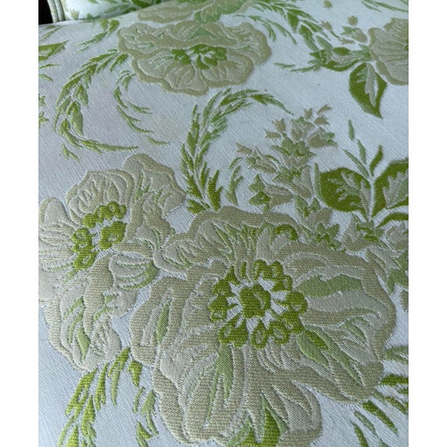 Traditional Antique Key Lime Floral Channel Back Sofa For Sale - Image 3 of 15