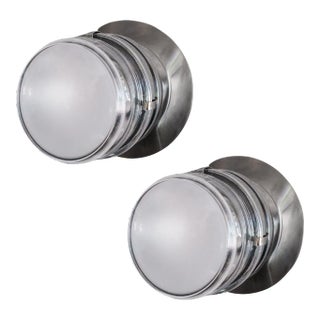 Joe Colombo 'Fresnel' Wall Lamps for Oluce in Chrome - a Pair For Sale