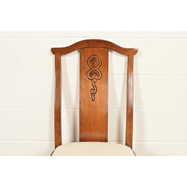 Thomasville Mid-Century Hollywood Regency Chinoiserie Carved Walnut Dining Chairs, Set of Four For Sale In South Bend - Image 6 of 13