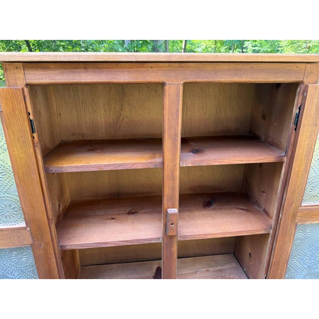 Vintage Early American Primitive Rustic Style Pie Safe Cabinet With Punched Tin Front Panels For Sale - Image 4 of 15