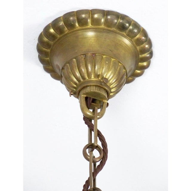 Gold Brass Chandelier and Wall Light, 1900, Set of 2 For Sale - Image 8 of 15