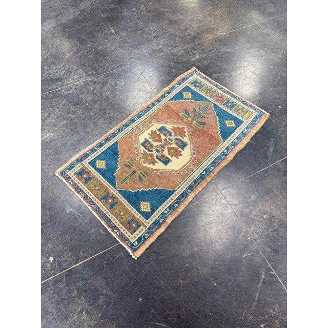 Textile Turkish Mini Rug Oriental Hand Knotted Vintage Rug 1'9" x 3'2" #17896 For Sale - Image 7 of 8