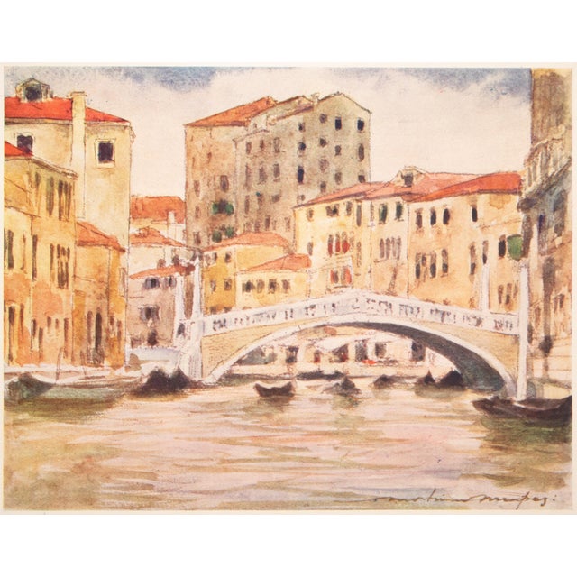 An original small period antique full-color print of Venice by Mortimer Menpes after his watercolor painting "Bridge Near...