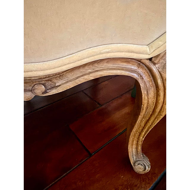 Vintage French Louis XV Style Wingback Bergère Chair — Carved Wood Frame, Hand-Tied Springs For Sale - Image 11 of 12