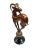 A Mid-Century Wooden Ram Sculpture. The sculpture is mounted on a brass sphere featuring brass horns. The brass horns add...