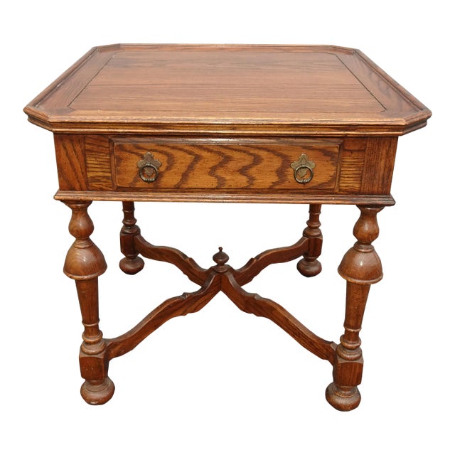 Vintage Ethan Allen French Country Brown Oak End Table ~ Side Table For Sale