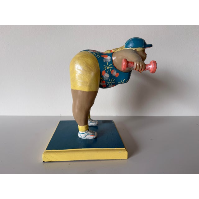 Vintage Swedish Kvinna Bruka Design Hand-Painted Aerobics Woman Figurative Resin Sculpture, C. 1980s–1990s For Sale In Miami - Image 6 of 11