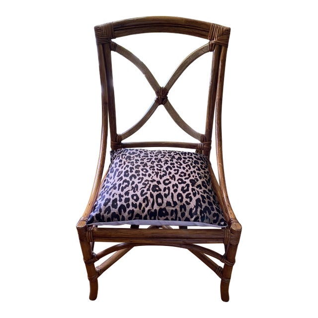 Vintage Boho Bohemian Rattan Accent Chair For Sale