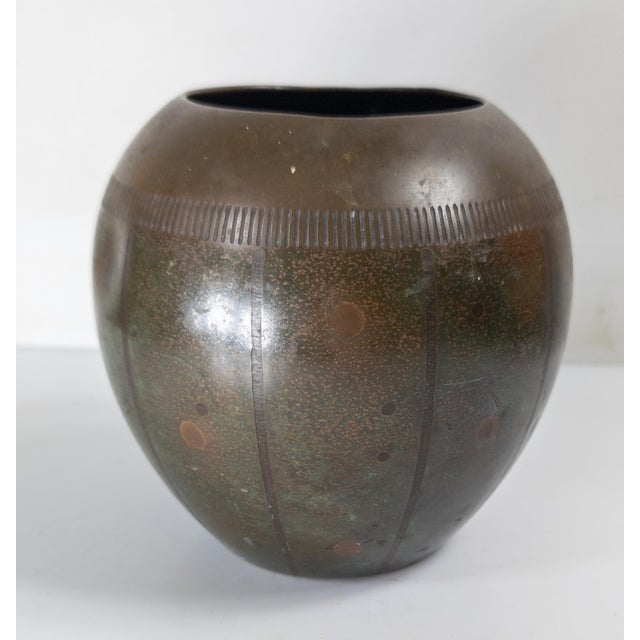 Mid-Century Modern Mid-Century Modernist German WMF Bronze Vase Attributed to Paul Haustein For Sale - Image 3 of 14