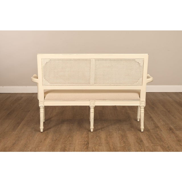 Alden Parkes Country French Louis XVI Style Caned Back Painted Settee For Sale - Image 16 of 18
