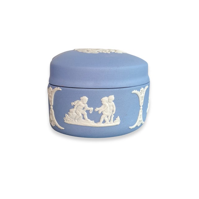 Wedgwood Vintage Wedgwood Blue Jasperware Chariot Lidded Trinket Box | Classical Relief For Sale - Image 4 of 8