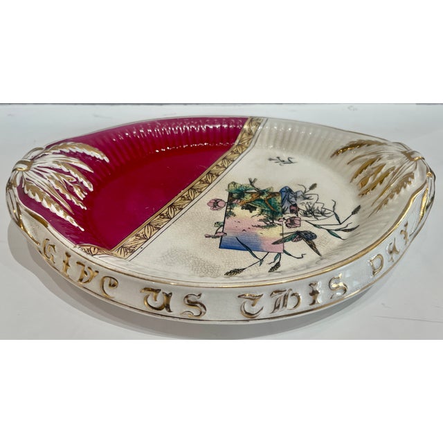 Ceramic Late 19th Century Aesthetic Movement Bread Platter Give Us This Day Our Daily Bread For Sale - Image 7 of 14