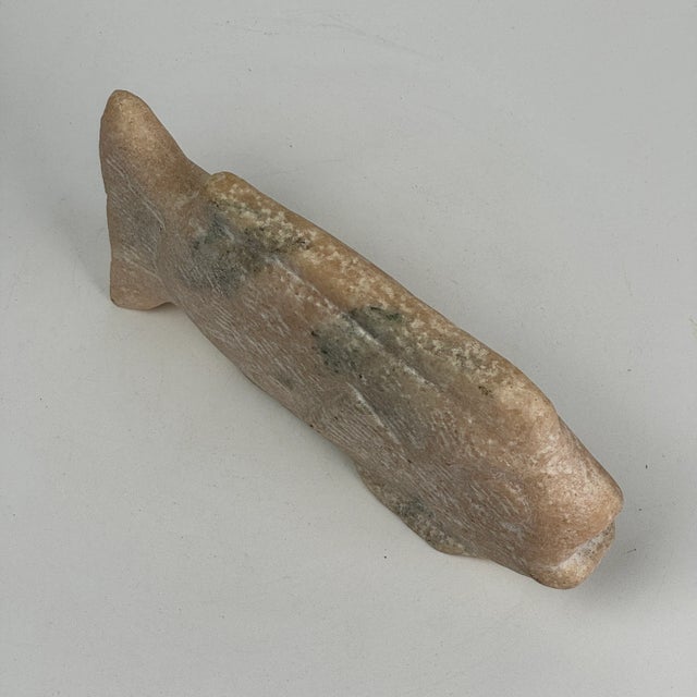 Pink 1980s Vintage Hand Carved Stone Fish Sculpture in Light Pink/Gold Hue For Sale - Image 8 of 8