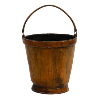 Large Mid-Century Modern Paper Basket in Cowhide, 1960s For Sale