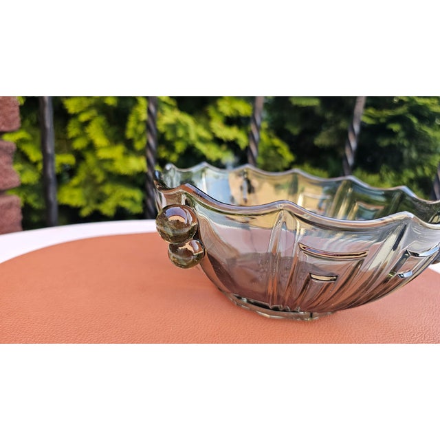 Art Deco Glass Bowl in Storm-Cloud Color by Stölzle Heřmanova Huť, 1920s For Sale - Image 3 of 9