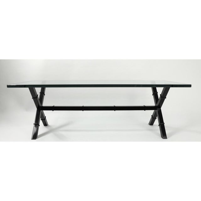 1970s Glass Top X Base Coffee Table For Sale - Image 11 of 12