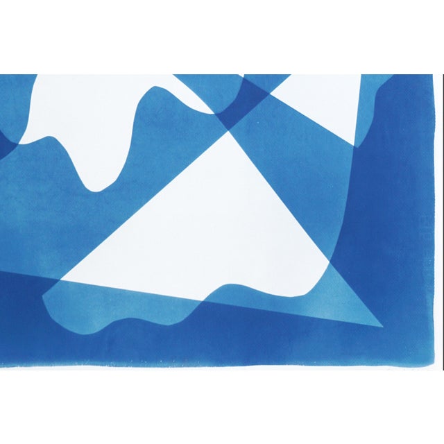 Paper 2026, Mid Century Modern Shapes, the Glass House, Handmade Unique Monotype Cyanotype on Watercolor Paper For Sale - Image 7 of 8