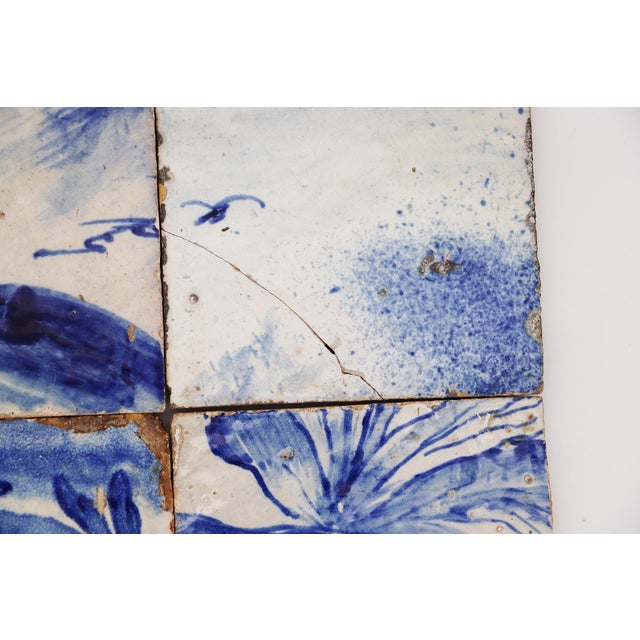 18th Century Gorgeous Set of Four Naturalistic Portuguese Tiles For Sale - Image 6 of 12