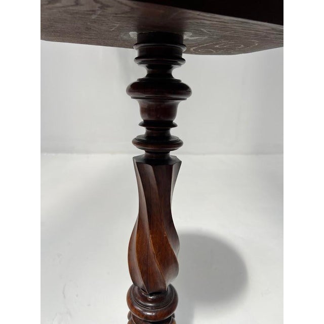 Napoleon III Style Pedestal Table in Walnut and Marble For Sale - Image 3 of 11