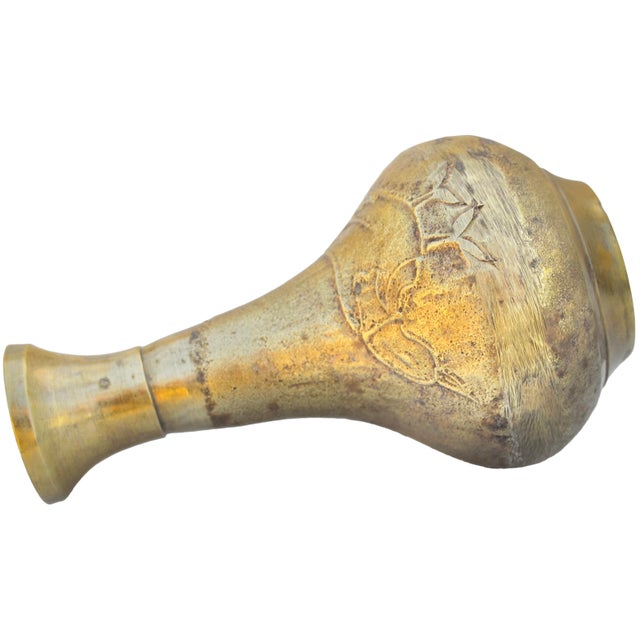 Early 20th Century Early 20th Hand-Engraved Moroccan Brass Vase For Sale - Image 5 of 6