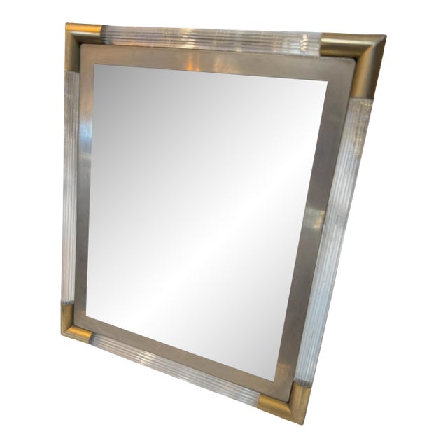 Italian Mid-Century Brass and Lucite Picture Frame, 1970s For Sale