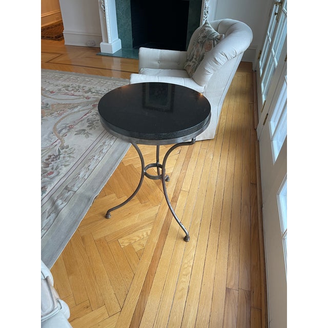 Black Antique French Maison Jansen Style Gueridon Black Marble Top Side Table For Sale - Image 8 of 12