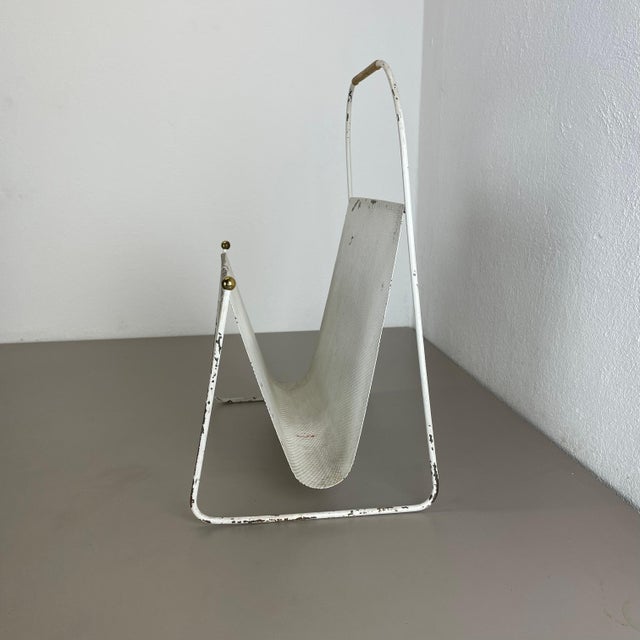 Article: magazine holder stand element Origin: France Age: 1950s This original vintage Bauhaus style magazine holder stand...