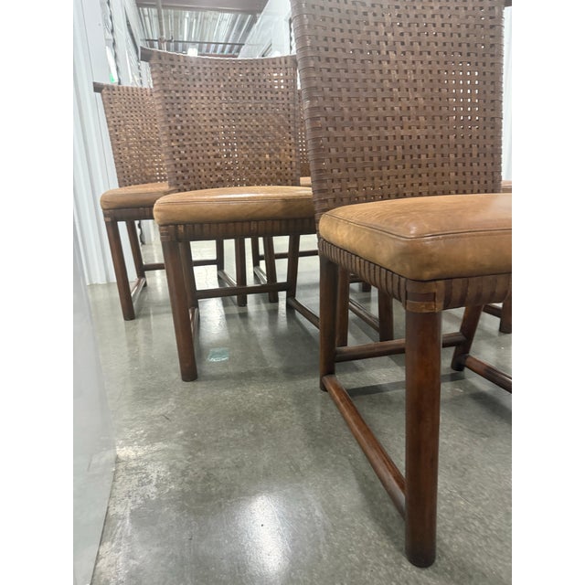Henredon Acquisitions Wove Leather Strap Dining Chairs Set of 6 For Sale - Image 10 of 12