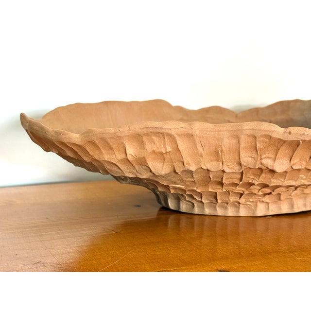 Ceramic Large Vintage Brutalist Terracotta Oval Centerpiece Bowl For Sale - Image 7 of 10