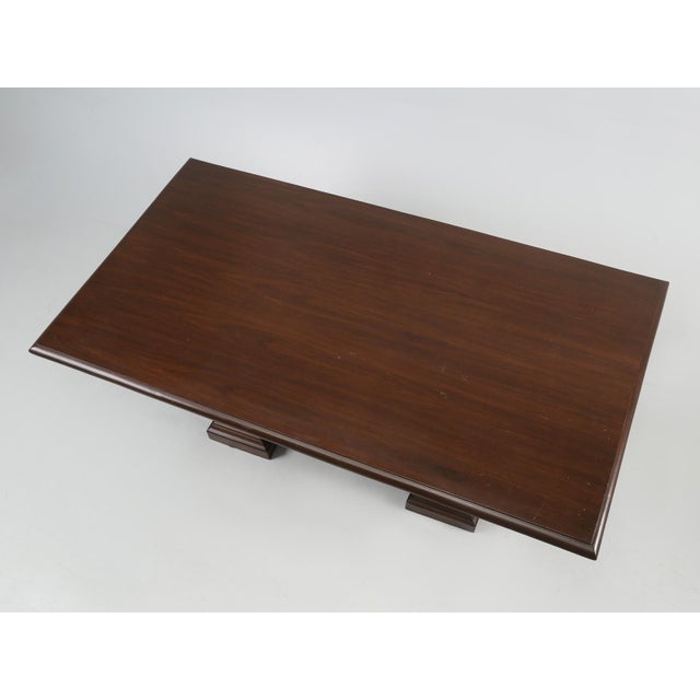 English Antique English Mahogany Carved Library Table With Lopers for Expanding Surface For Sale - Image 3 of 12