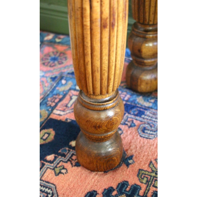 Antique Oak Console Table With Fluted Legs For Sale - Image 4 of 13