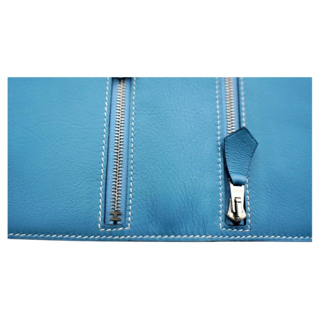 Hermes Blue Jean Veau Swift Leather Zip Zap Compact Wallet, C. 2008 For Sale - Image 10 of 11