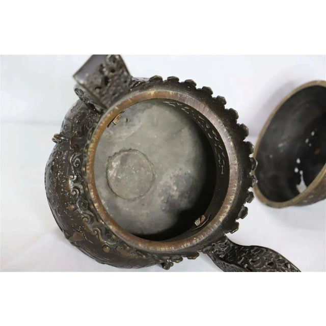 Antique Bronze Chinese Foo Dog Incense Burner For Sale - Image 4 of 6