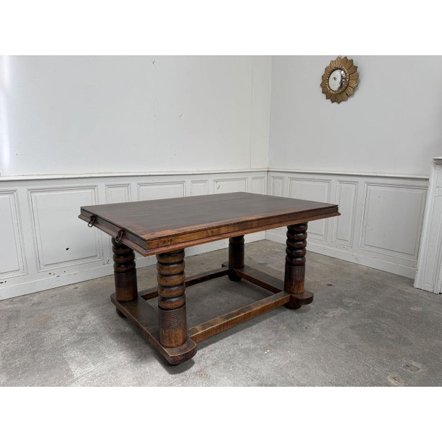 Art Deco Table in Oak by Dudouyt, 1930 For Sale - Image 4 of 13