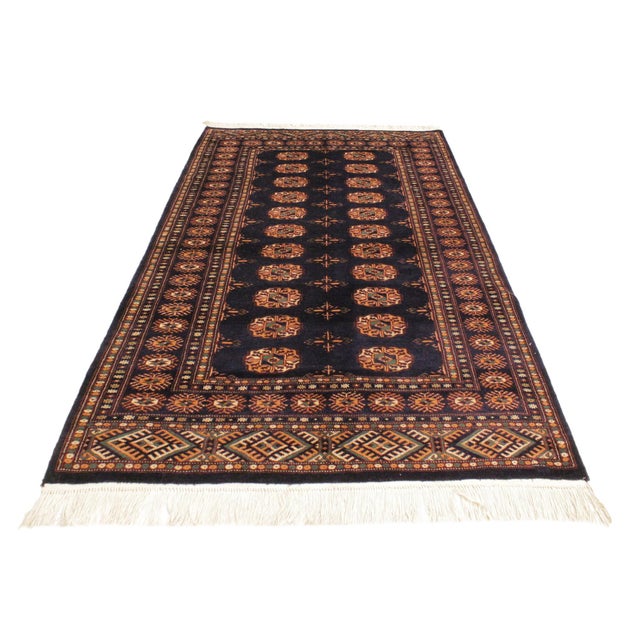 1990s Boho Chic Bokhara Blue/Blue Hand Knotted Wool Rug For Sale - Image 5 of 9